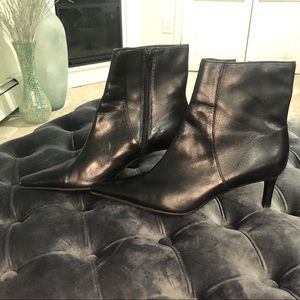 Ralph Lauren Black Leather Booties with Heel